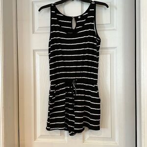 Black and white striped romper